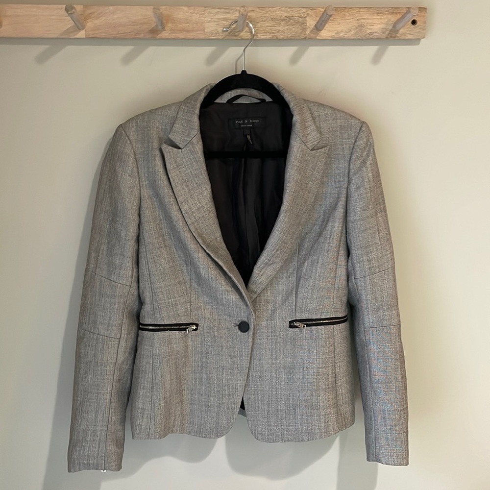 rag & bone | alpine grey wool zipper blazer | sz 2